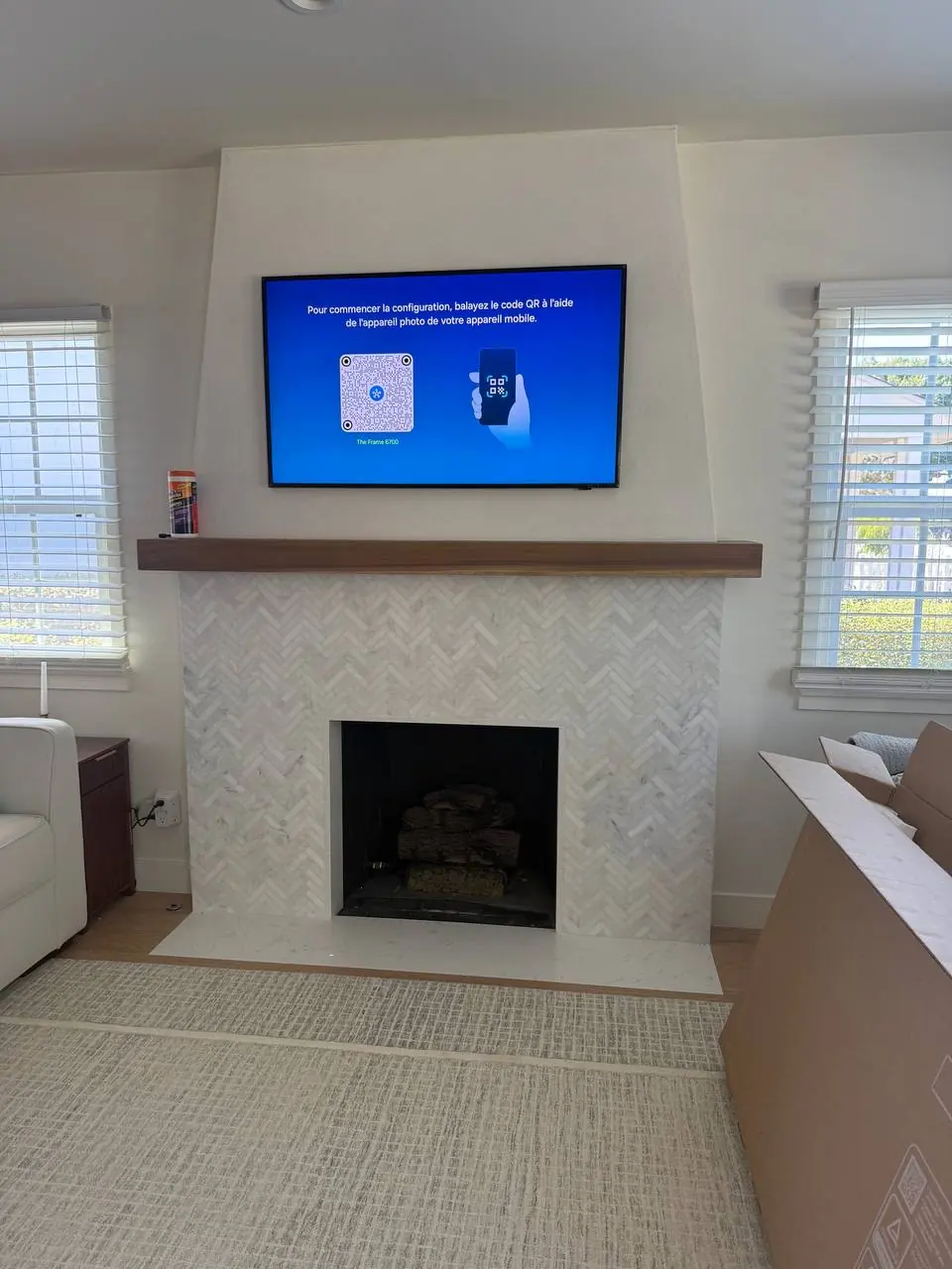 Completed television installation above a fireplace 3