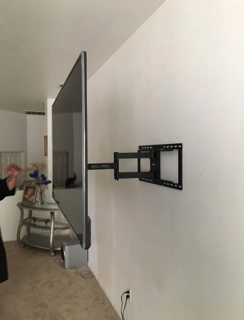 Completed wall-mounted television installation 1