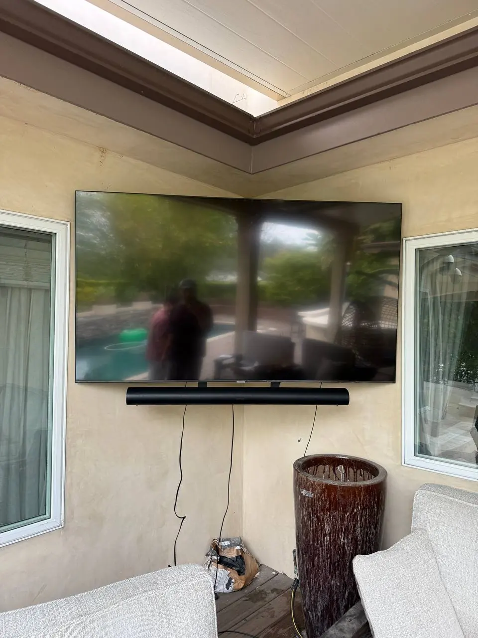Completed wall-mounted television installation 8